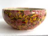 Porcelain Pottery BOWL with Pink flowers on a Yellow Ground NEW