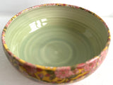 Porcelain Pottery BOWL with Pink flowers on a Yellow Ground NEW