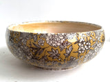 Porcelain Pottery BOWL with White Flowers on Honey Field NEW