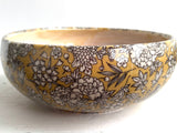 Porcelain Pottery BOWL with White Flowers on Honey Field NEW