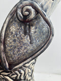 Sculpture of Baby Elephant with Carved Arabesque in Gold and Navy