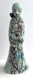 Sculpture: Contemplative Figure with Poppies/Bird