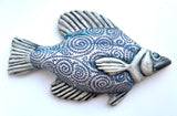 Wall Fish: Freshwater Crappie with Petroglyph Spirals Right Facing in Blue