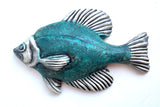 Wall Fish: Freshwater Crappie with Floral Pattern Left Facing in Teal
