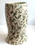 Porcelain Pottery Vase with Green Birds and Bees