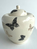 Porcelain Pottery Jar with Black and Gold Butterflies