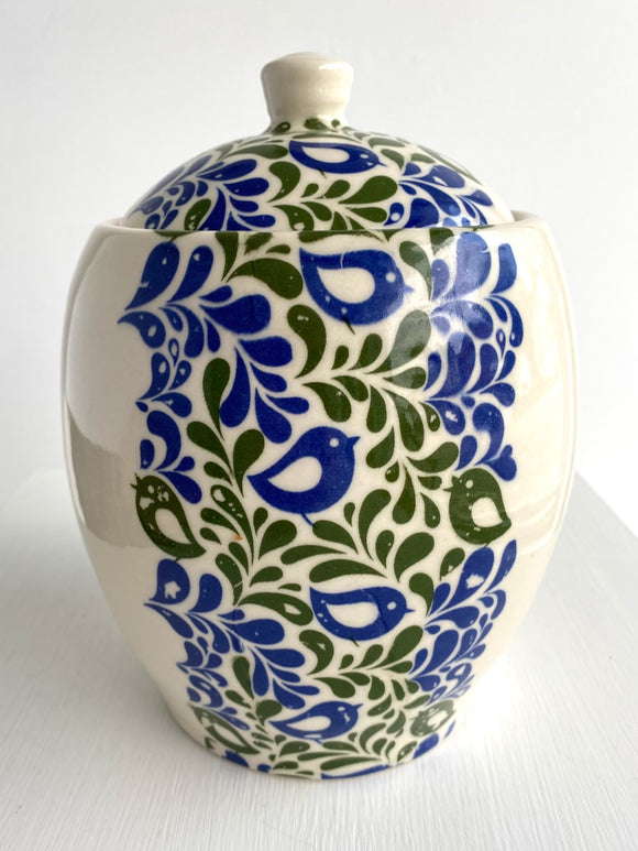 Porcelain Pottery Jar with Partridges in Blue/Green
