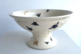 Bee Ware Porcelain Pottery Footed Bowl with Gold Bees