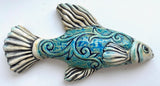 Wall Fish: "Guppy" Couple with Carved Arabesques