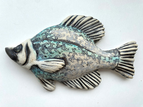 Wall Fish: Freshwater Crappie with Pastel Arabesque Pattern Left Facing