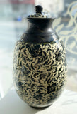 Porcelain Oversize Jar with Black Poppies Transfer