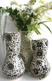 Porcelain Pottery Vase with Black Poppies OVERSIZE