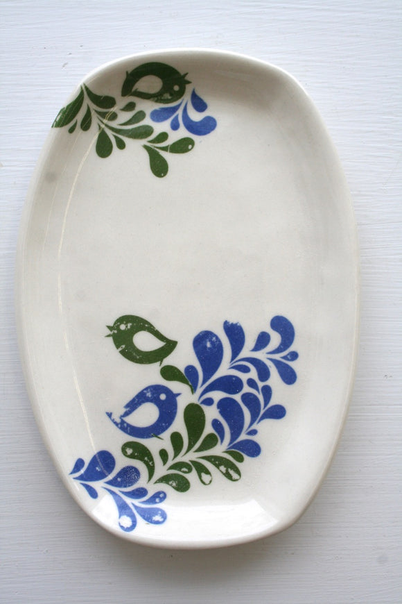Porcelain Pottery Rectangle Dish Partridges