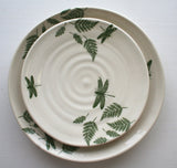 Porcelain Pottery Side Plate Dragonflies Ferns