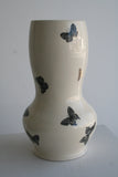 Porcelain Pottery Vase with Black and Gold Butterflies Large